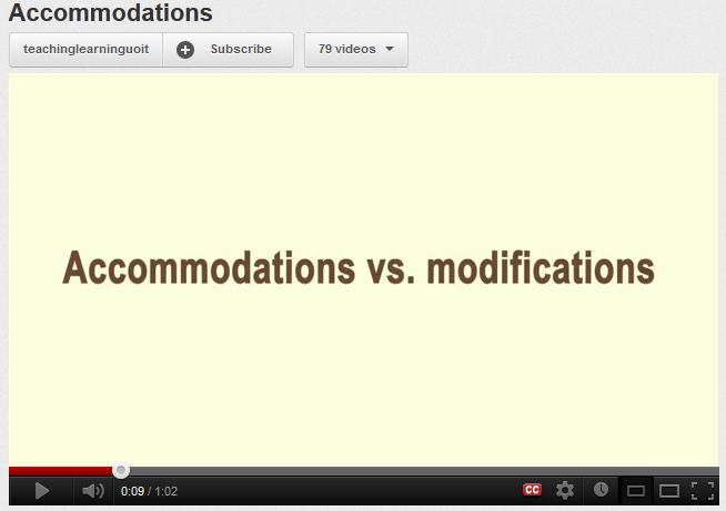 Opening screen for accommodations vs. modifications video.