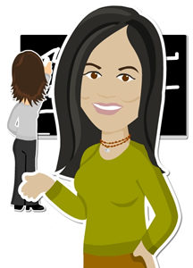 Image of Jeannine Smith and the Instructor at the chalkboard